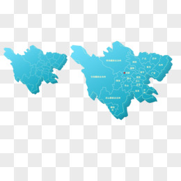 蓝色四川地图和行政区域