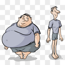 卡通胖子瘦子对比素材图片