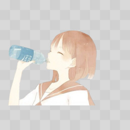 喝水的女孩子侧面头像图片