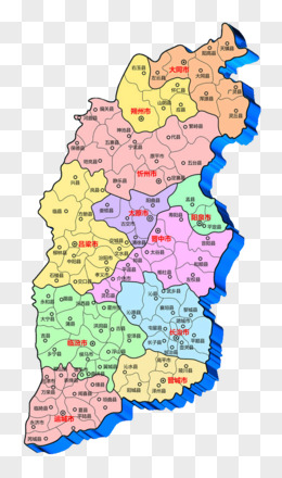 彩色立体山西地图