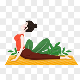 手绘卡通美容健身做瑜伽的女孩子