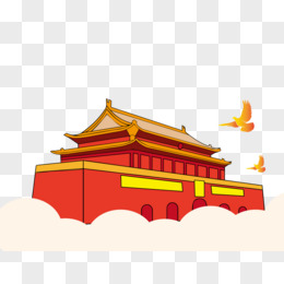 矢量感红色国庆党政边框pngai矢量手绘地标建筑物pngai天安门剪影北京