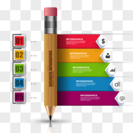 铅笔彩色标题栏分类PPT元素