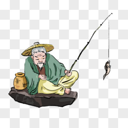 姜太公钓鱼素描图片
