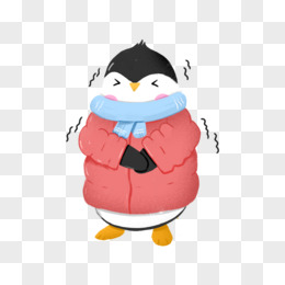 pngpsd发抖人物png卡通手绘瑟瑟发抖的小企鹅素材pngpsd在空调冷气