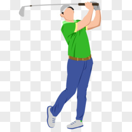 卡通手绘男子打高尔夫球免抠元素