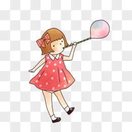 小女孩吹气球简笔画图片