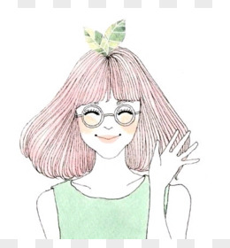 戴眼镜的女孩铅笔画手绘人物