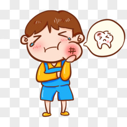 卡通手绘男孩牙痛元素
