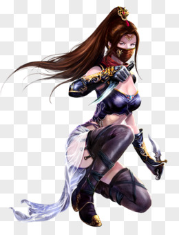 黑衣持刀蒙面女刺客古风手绘