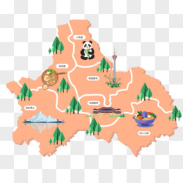 卡通矢量四川成都地图免抠元素