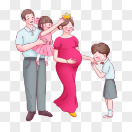 孕妇一家人卡通图片图片