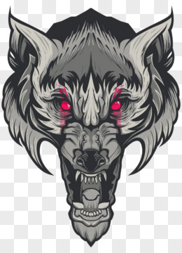 黑白色立体创意红眼睛狼