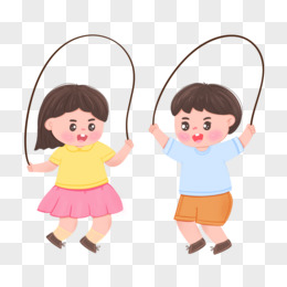 两个小朋友跳绳简笔画图片