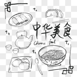 中国美食画 线条图片