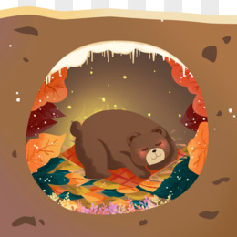 手绘温馨插画风棕熊睡觉素材pngpsd卡通棕熊平铺背景png卡通手绘棕熊