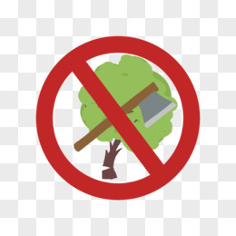 扁平风禁止砍伐树木图标免抠元素
