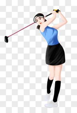 卡通手绘一组女性职业形象之女性高尔夫选手免抠素材