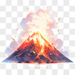 火山喷发平面插画
